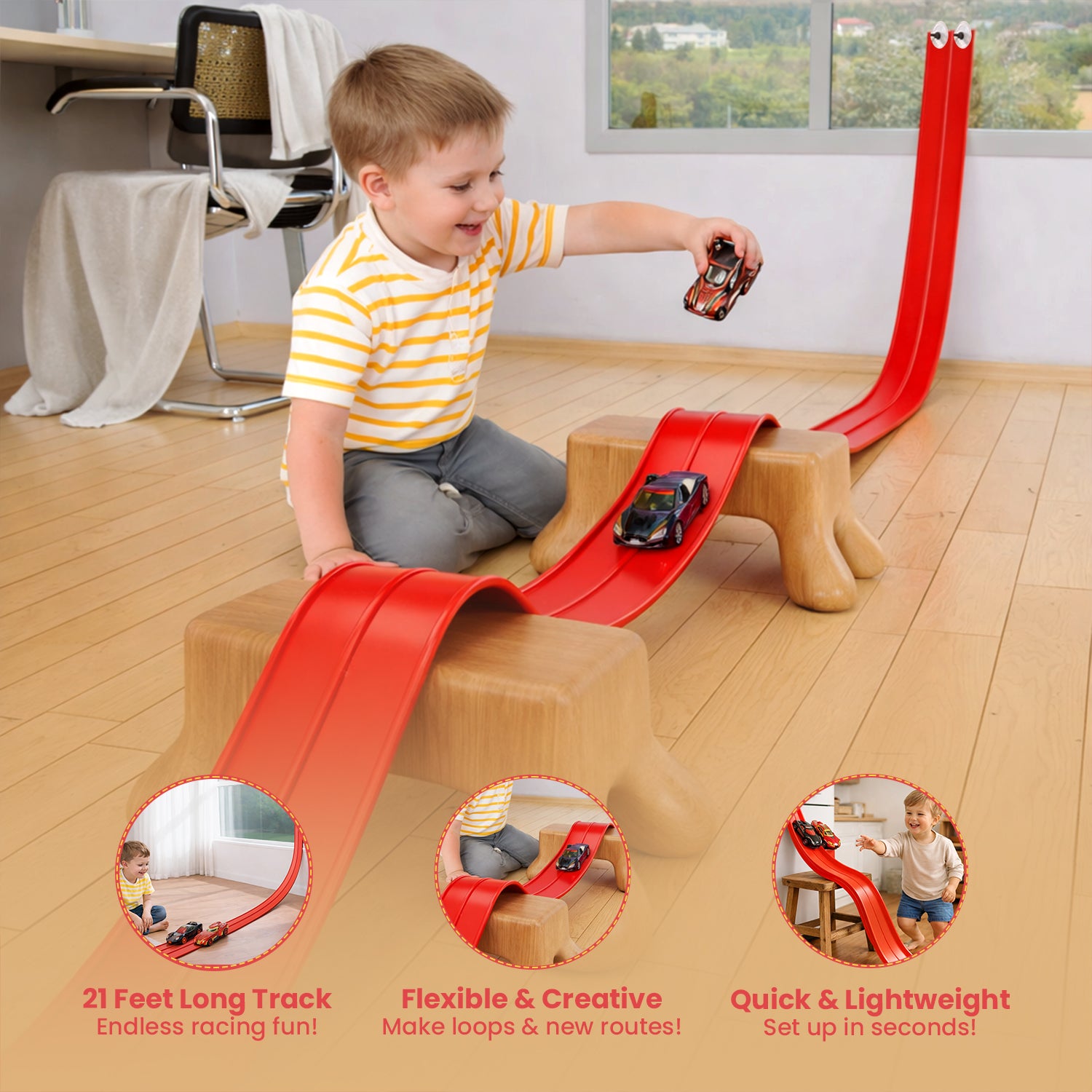 Flexible Race Car Ramp Track Portable DIY Fun Lightweight Versatile Gifts 4M | Educational Toy for Kids | Fun & Learning Toy Set